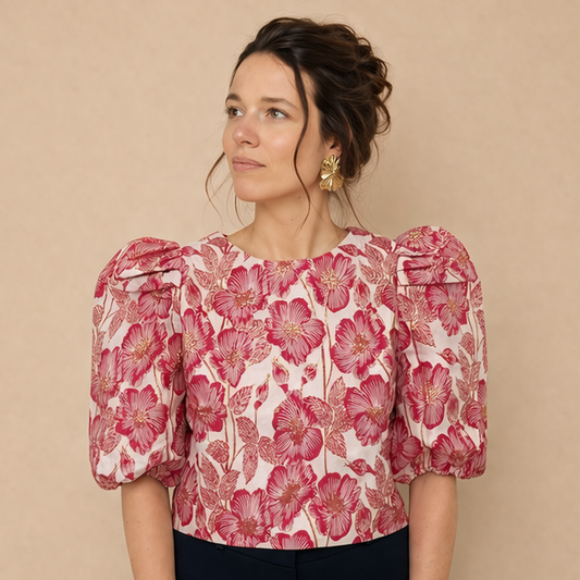 Golden Live - Top brocart framboise