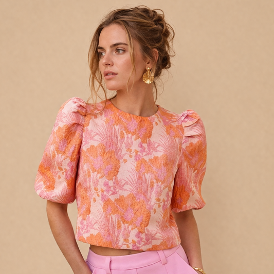 Golden Live - Top jacquard rose orange