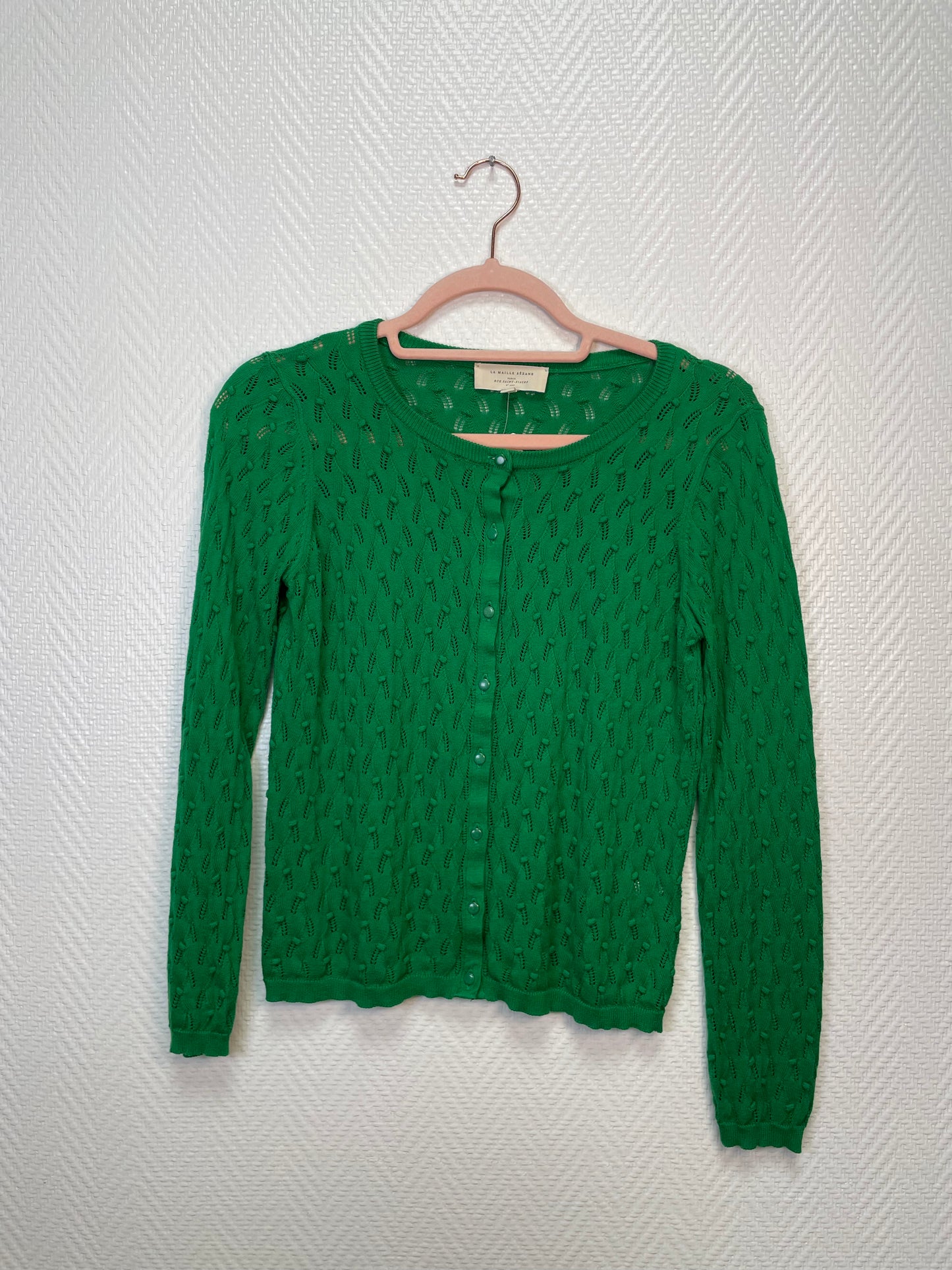 Sezane - Gilet vert plumetis T.XS