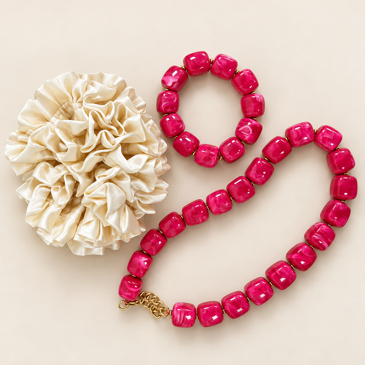 Collier perles roses