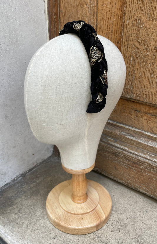 L'Otarie Club - Serre-tête velours noir jacquard