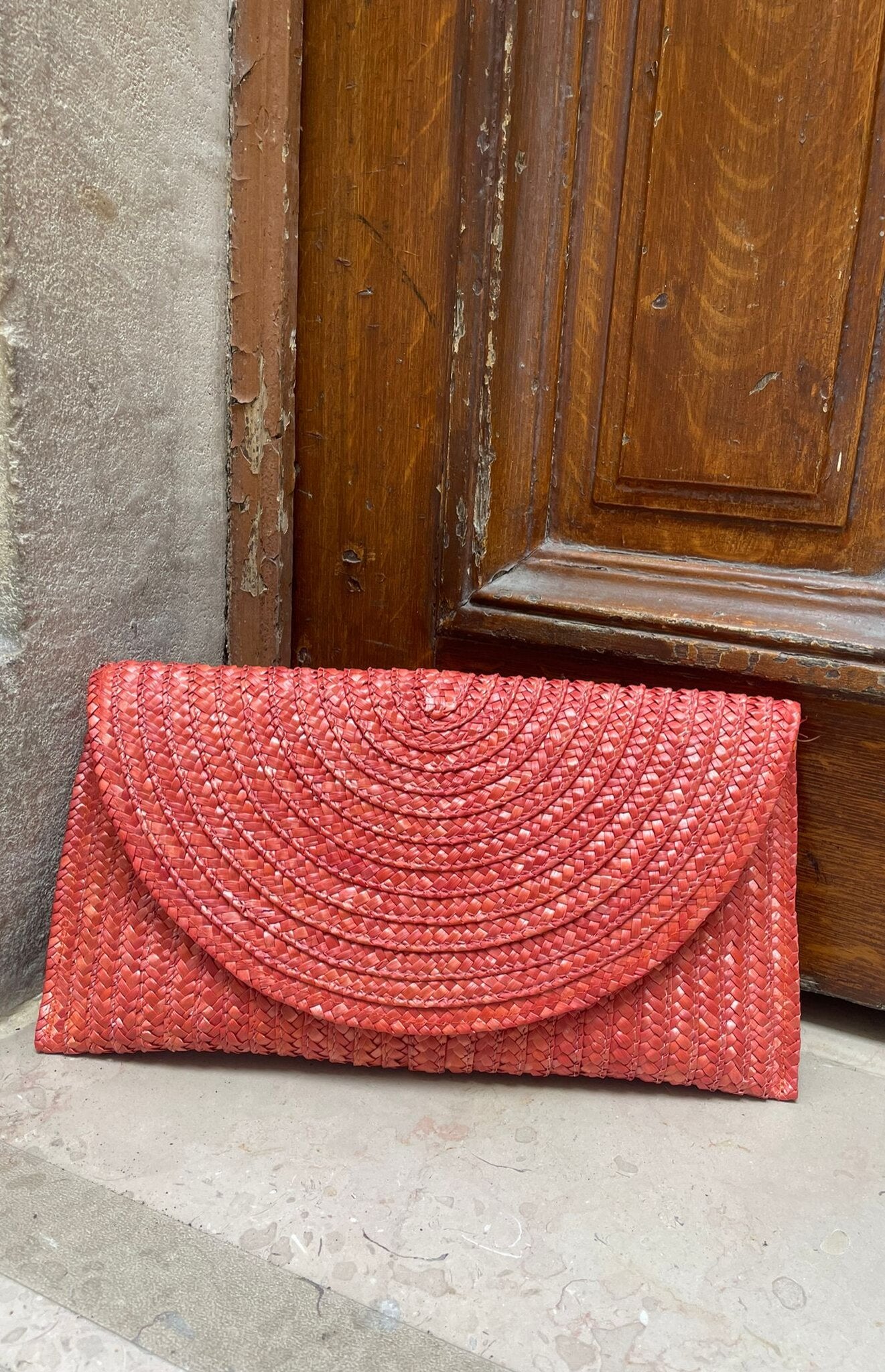 Pochette paille terracotta