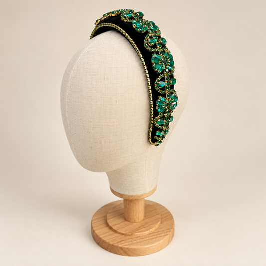 Diadème vert strass
