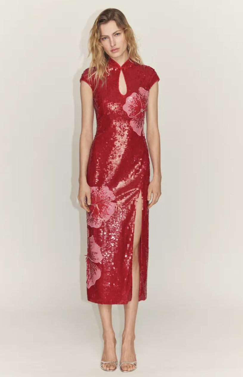 Robe fleurs paillettes