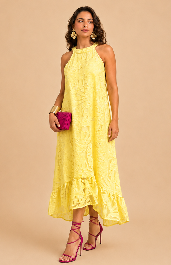 Robe collier Jungle jaune