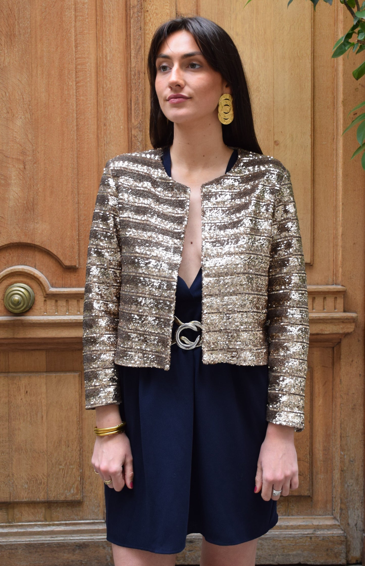 Blazer Gilet Sequins Femme Maison Guillemette -Veste Dream Or