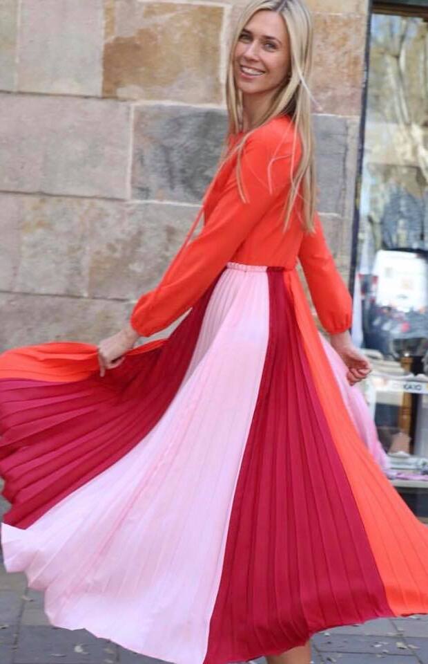 Maje Robe Reona rouge pliss e location My Golden Closet