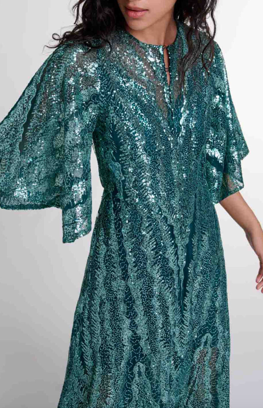 Robe aqua maxi sequins