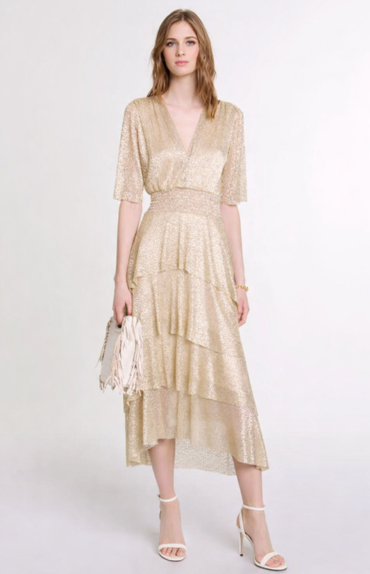Maje - Robe Ruffini champagne