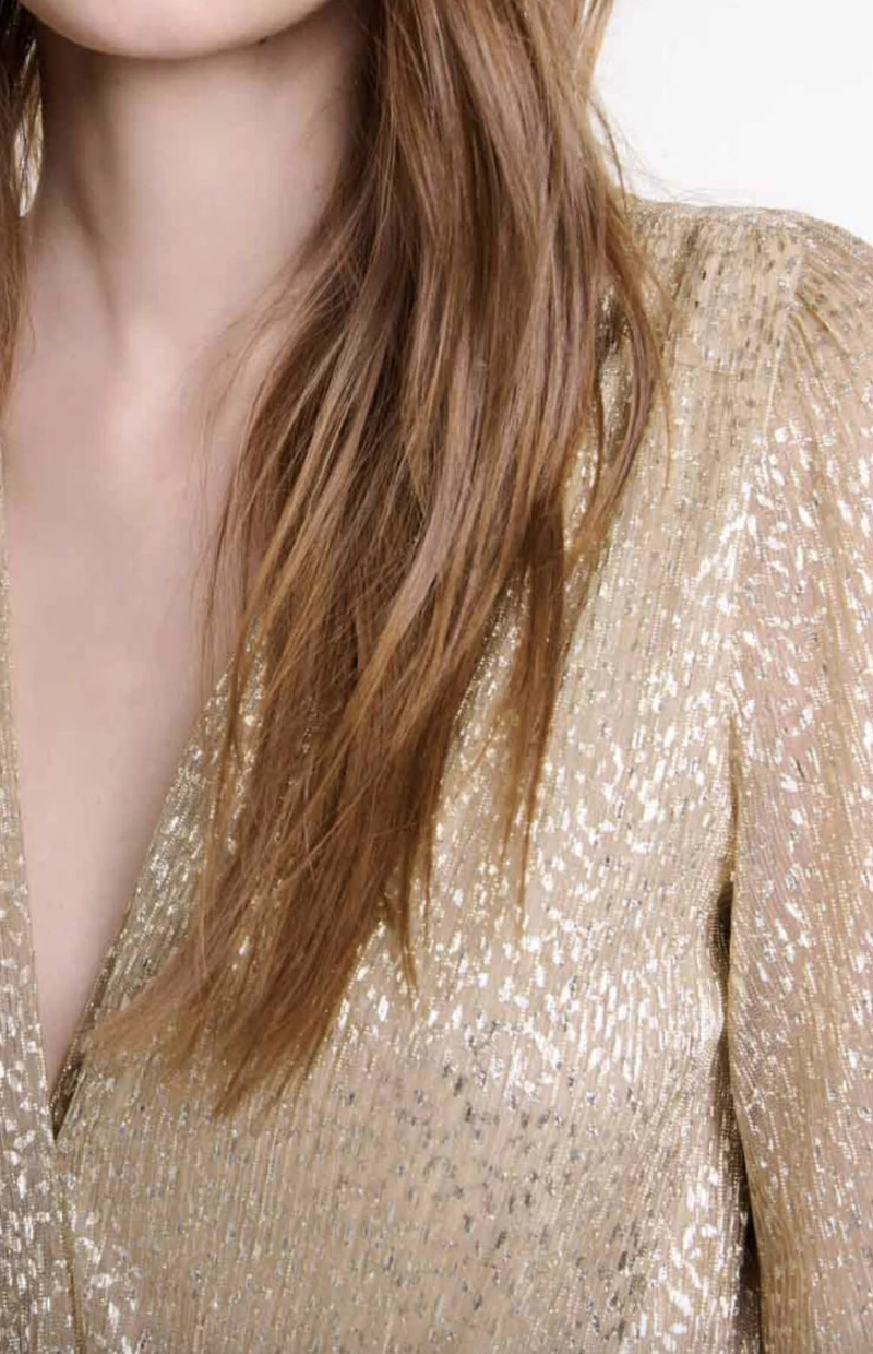 Maje - Robe Ruffini champagne
