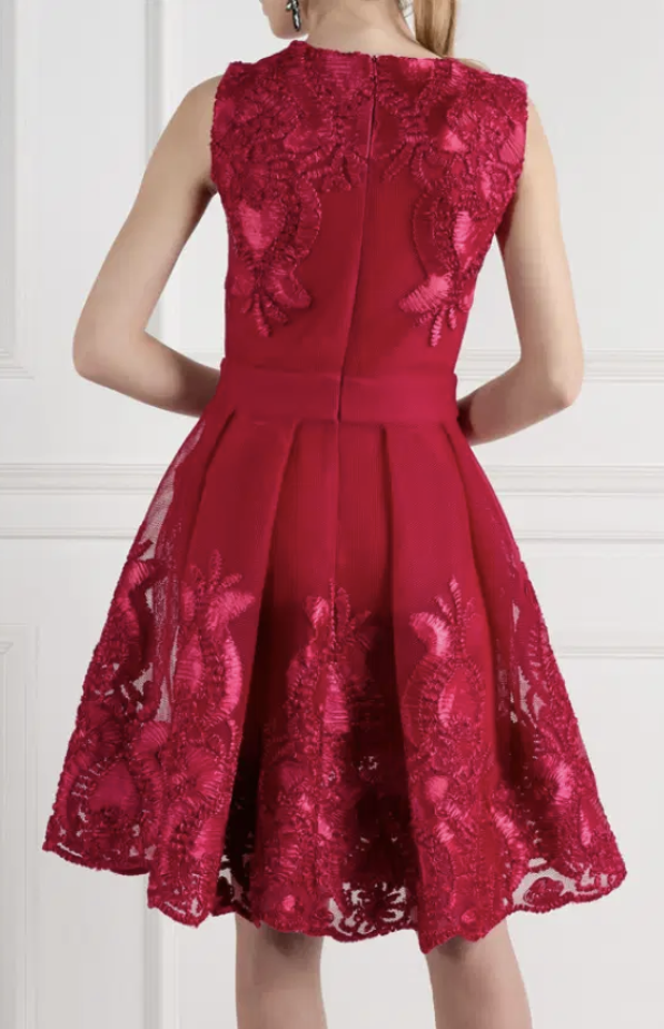 Robe dentelle rouge T.2