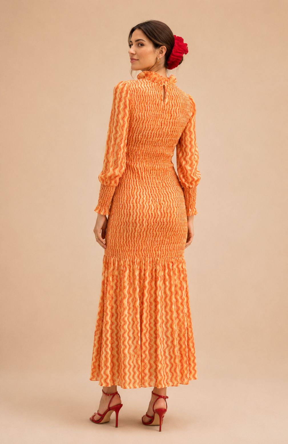 Maria de la Orden - Robe Aleria orange waves