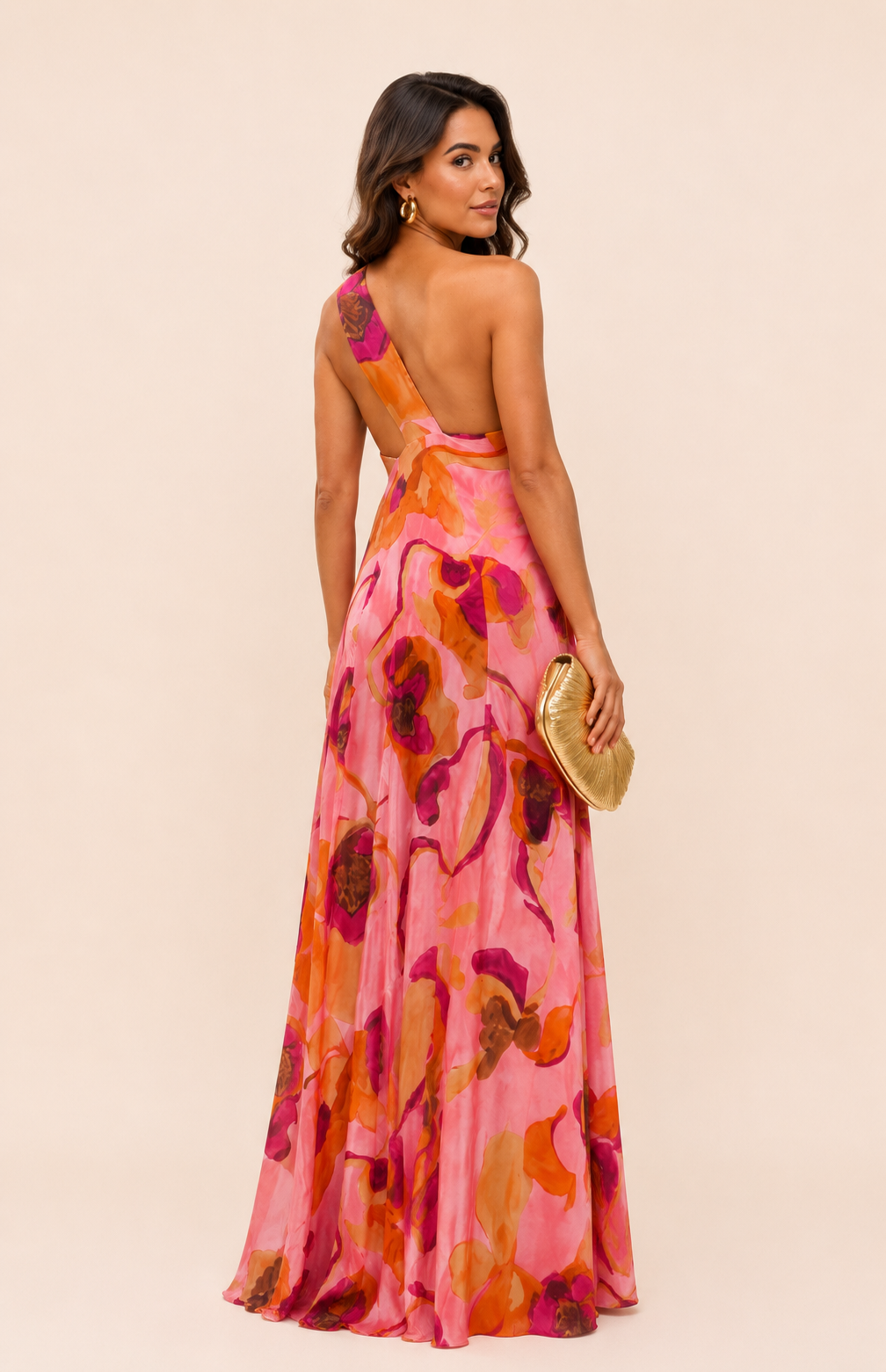 Massimo Dutti - Robe longue imprimé floral aquarelle