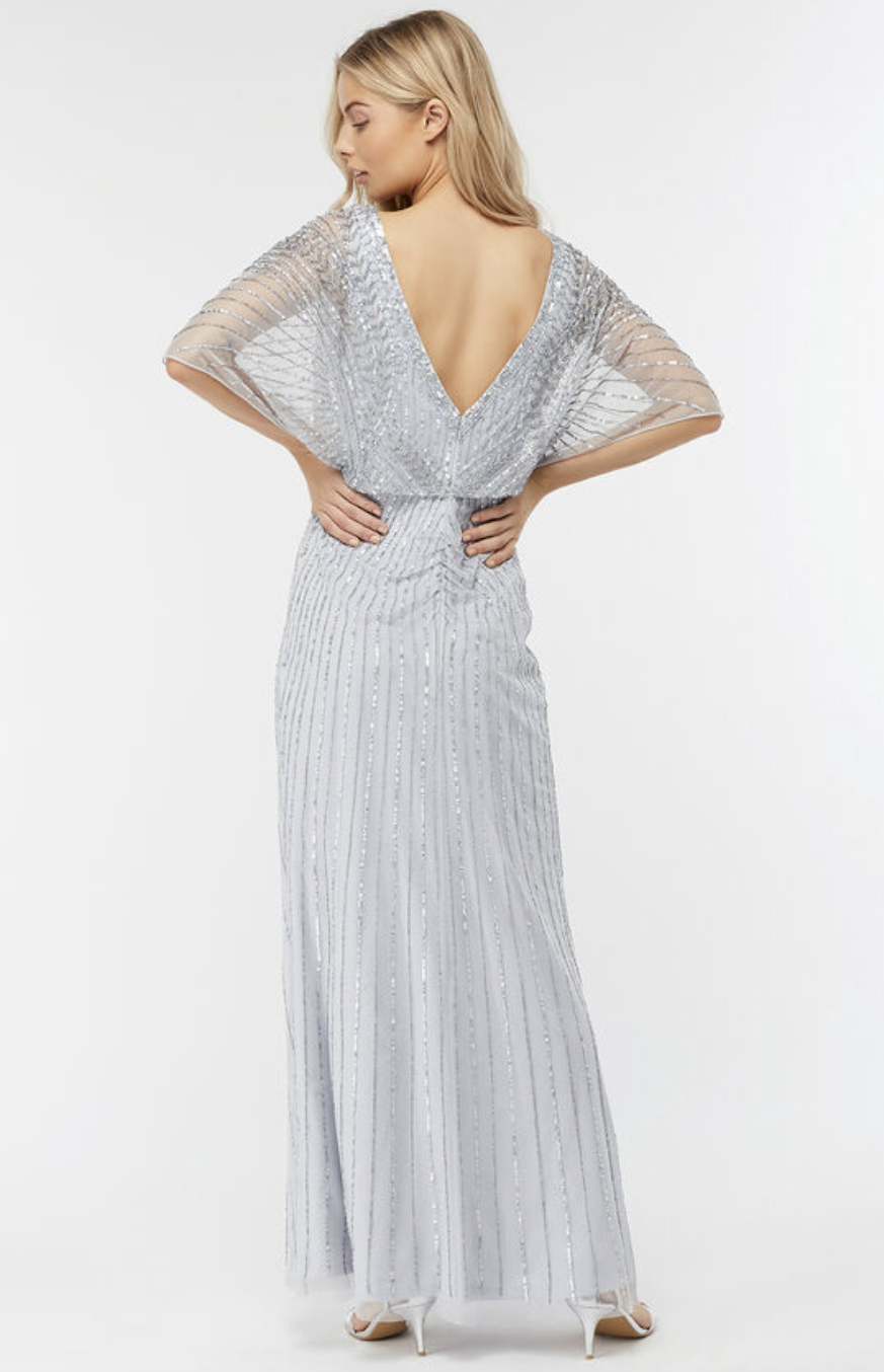 Robe grise à perles