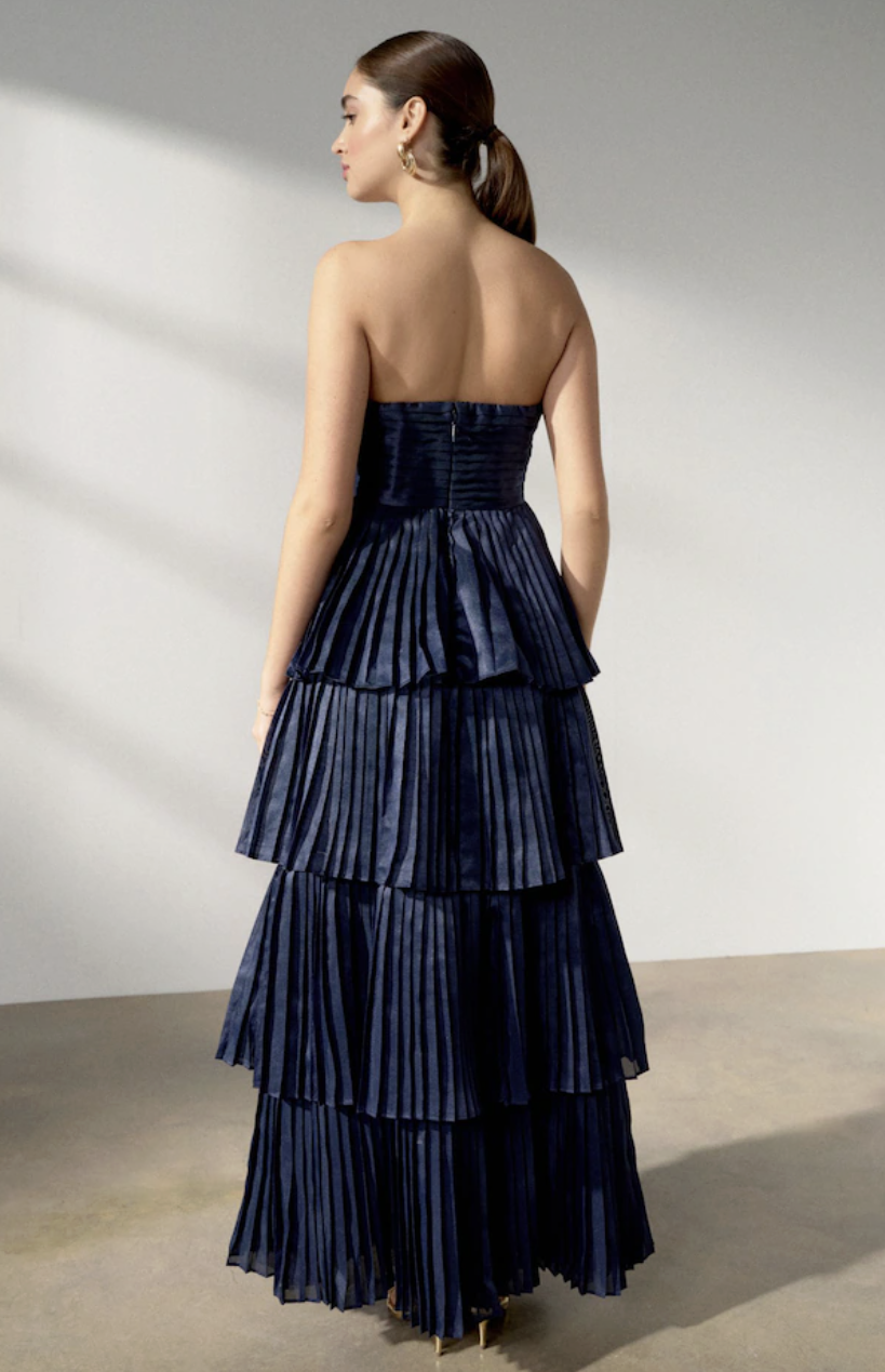 Robe bustier marine volants