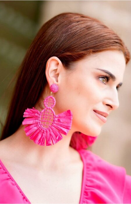 Mariquita Trasquila - Boucles d'oreilles Pepita fuchsia