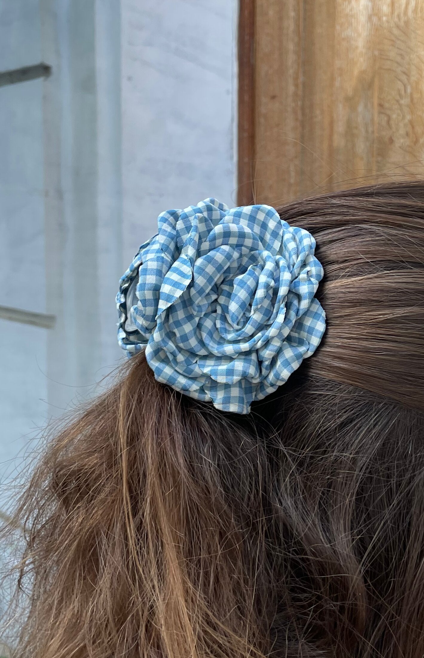 Pince fleur - Vichy bleu
