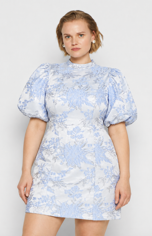Robe jacquard bleu ciel