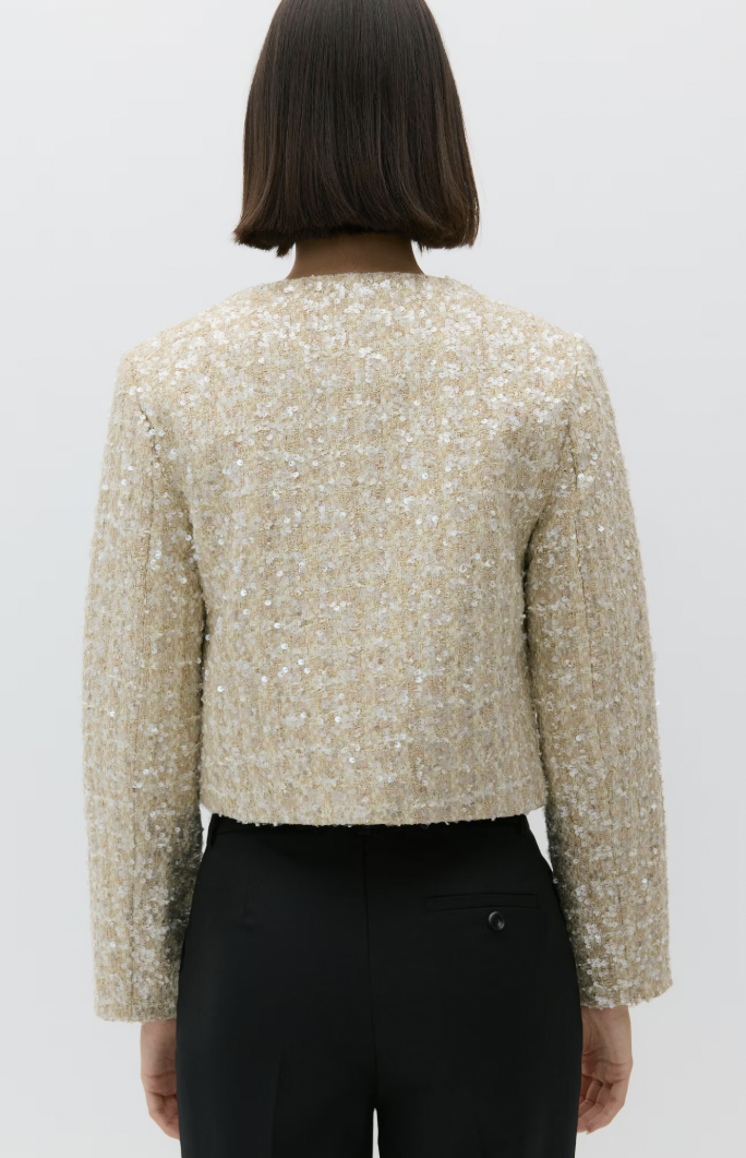 Reserved - Veste tweed sequins crème