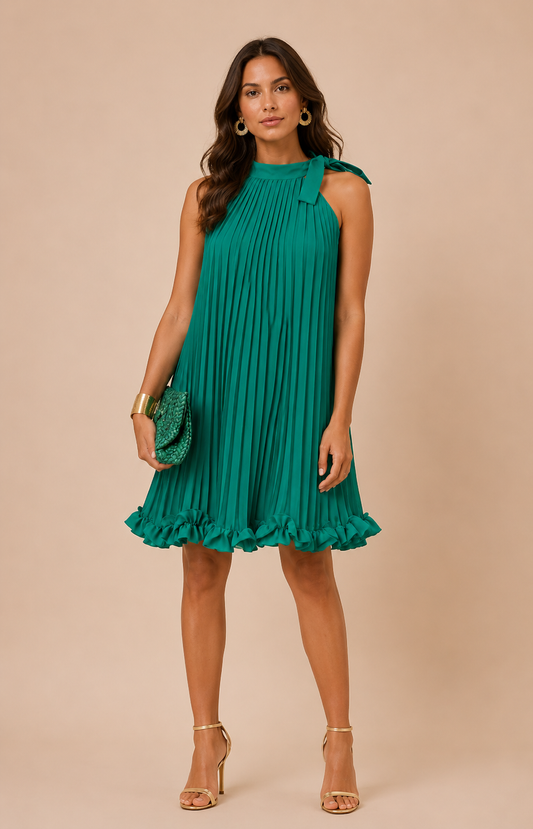 Laissez-vous séduire par cette jolie robe courte verte plissée signée Rinascimento, une pièce élégante et féminine qui apporte du mouvement et de la légèreté à la silhouette. Son coloris vert apporte une touche fraîche et sophistiquée, tandis que ses plis délicats lui donnent une allure chic et raffinée. Parfaite pour une invitée de mariage, une cérémonie, un cocktail, une réception, un gala ou une soirée élégante, cette robe saura vous accompagner lors de toutes vos occasions spéciales. 
