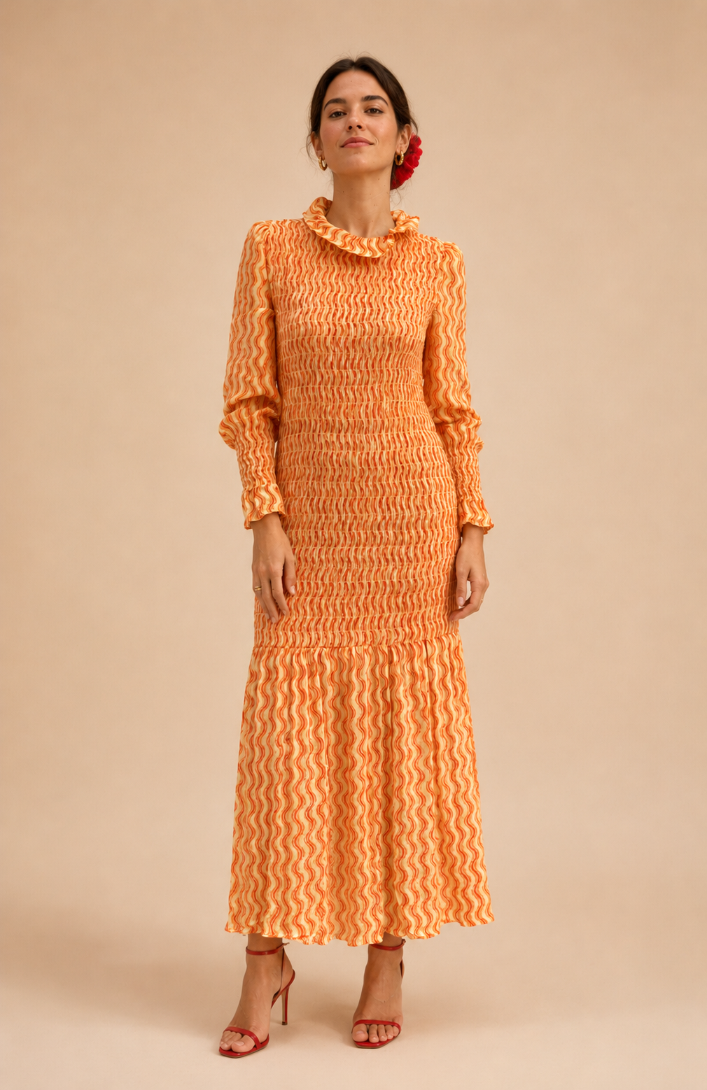 Maria de la Orden - Robe Aleria orange waves