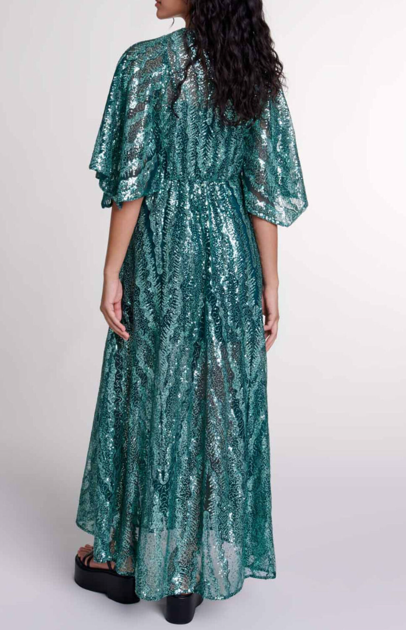 Robe aqua maxi sequins