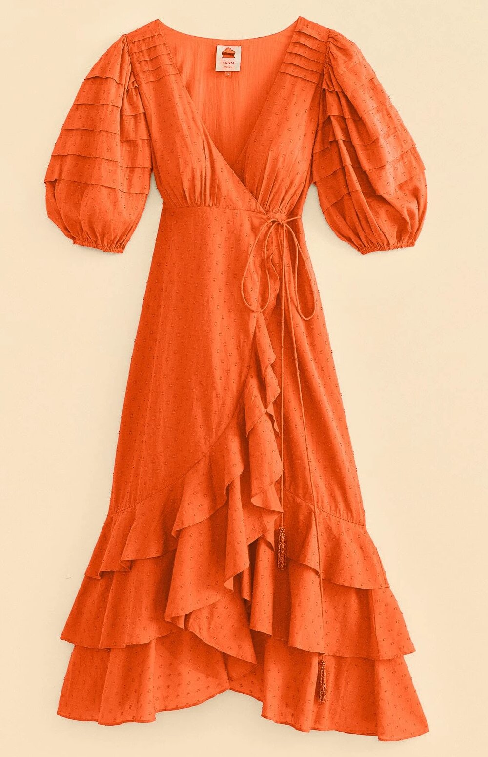 Farm Rio - Robe midi volants orange