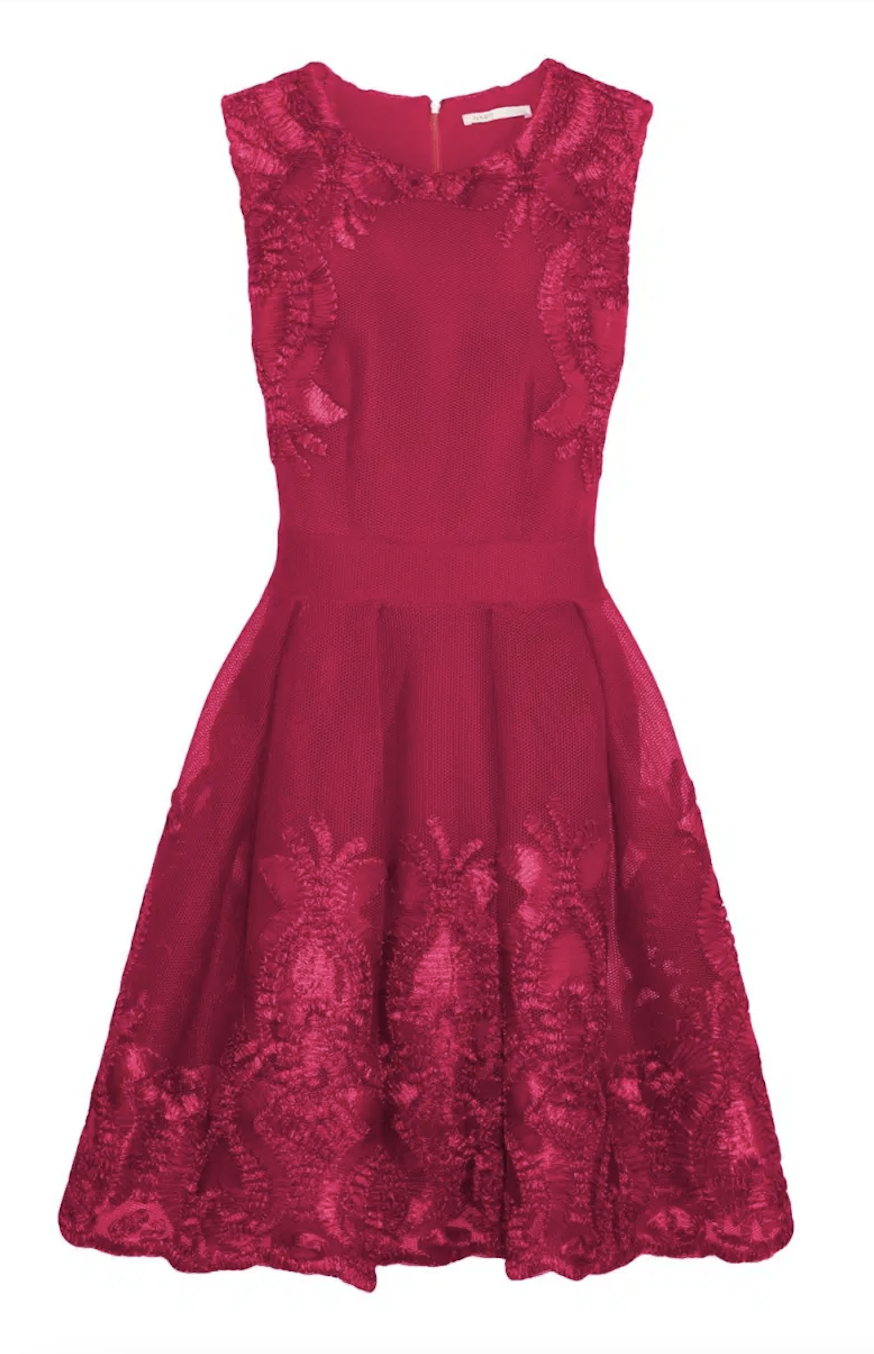 Robe dentelle rouge T.2