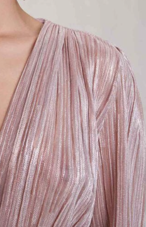 Maje Robe lurex drapee rose location My Golden Closet