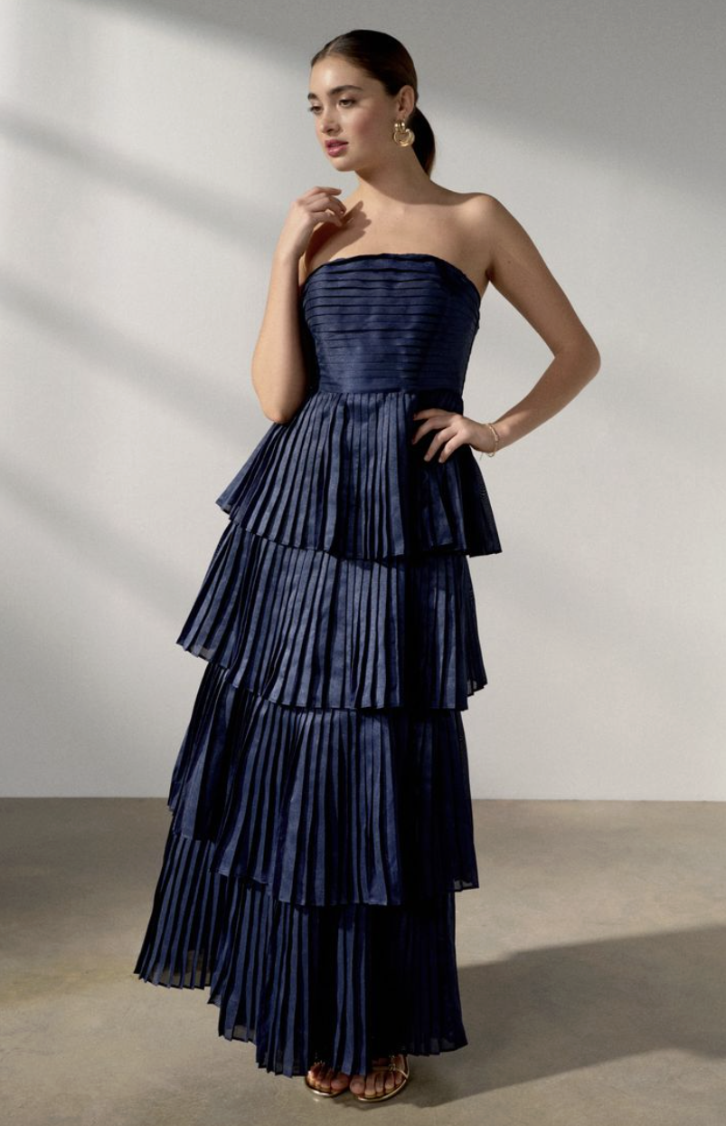Robe bustier marine volants