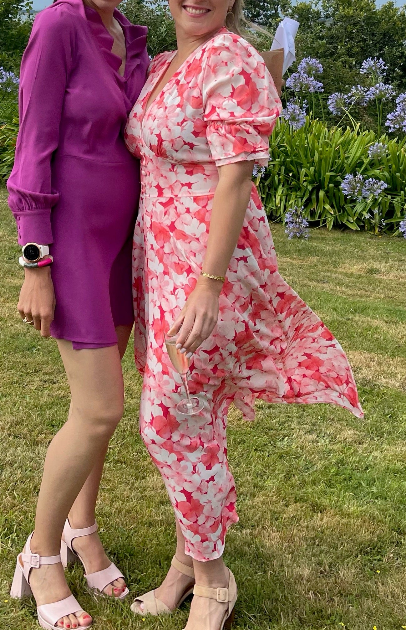 Polin et moi - Robe rose asymétrique fleurs