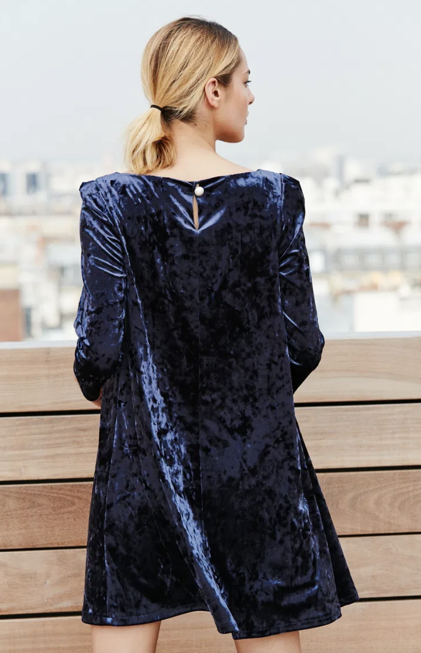 Robe Rififi velours marine T.36