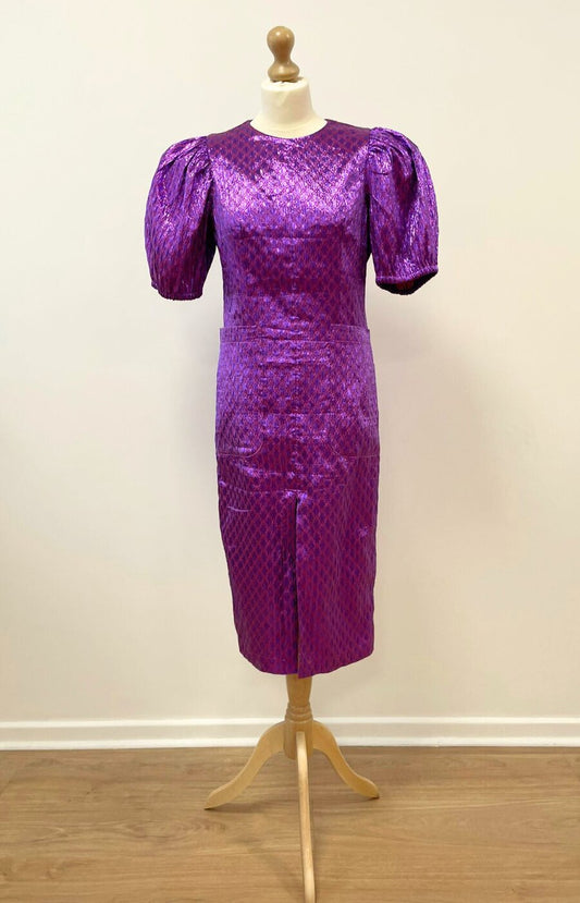 Rotate - Robe lurex violette manches bouffantes