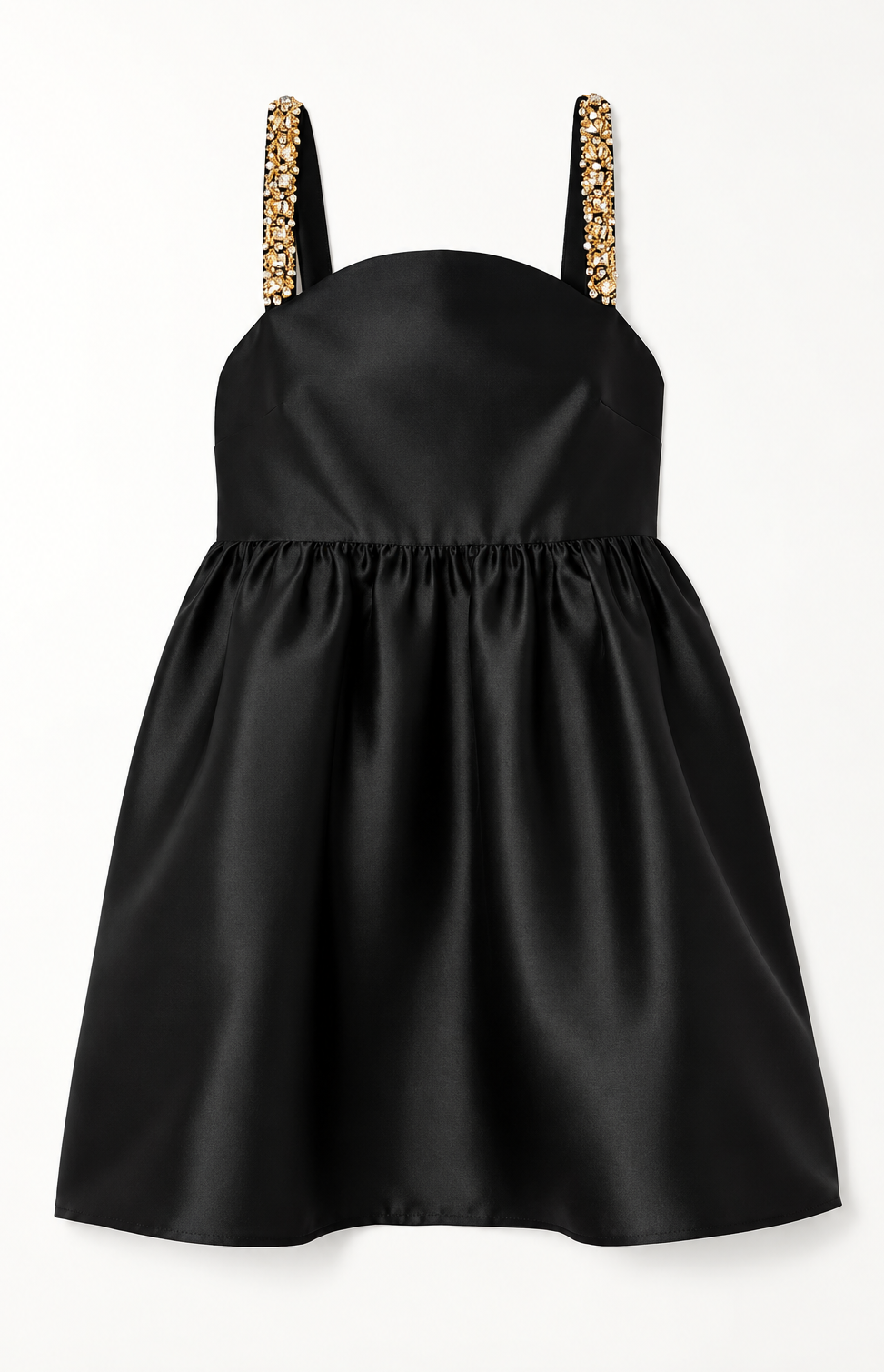 Robe courte noire à bretelles bijoux