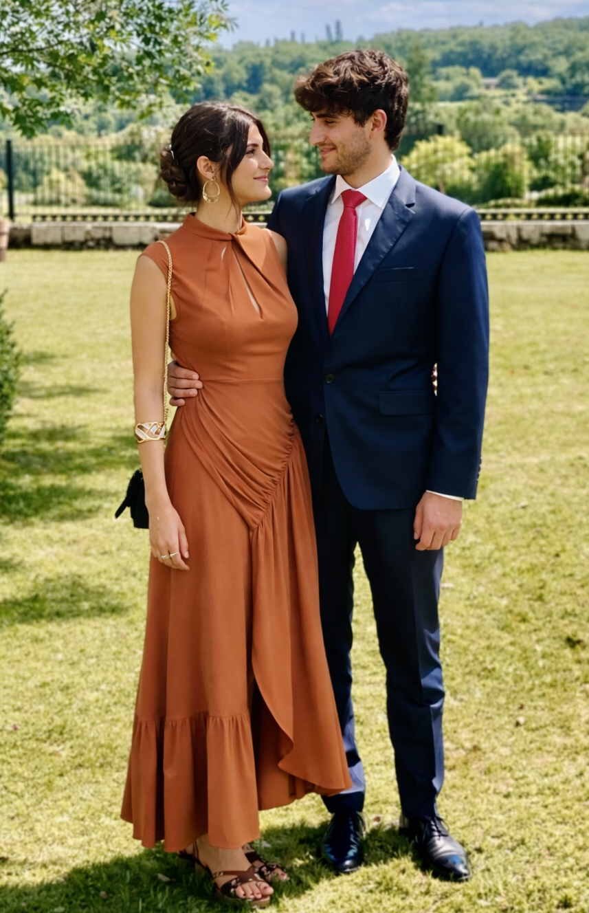 Self Portrait - Robe maxi crepe tan