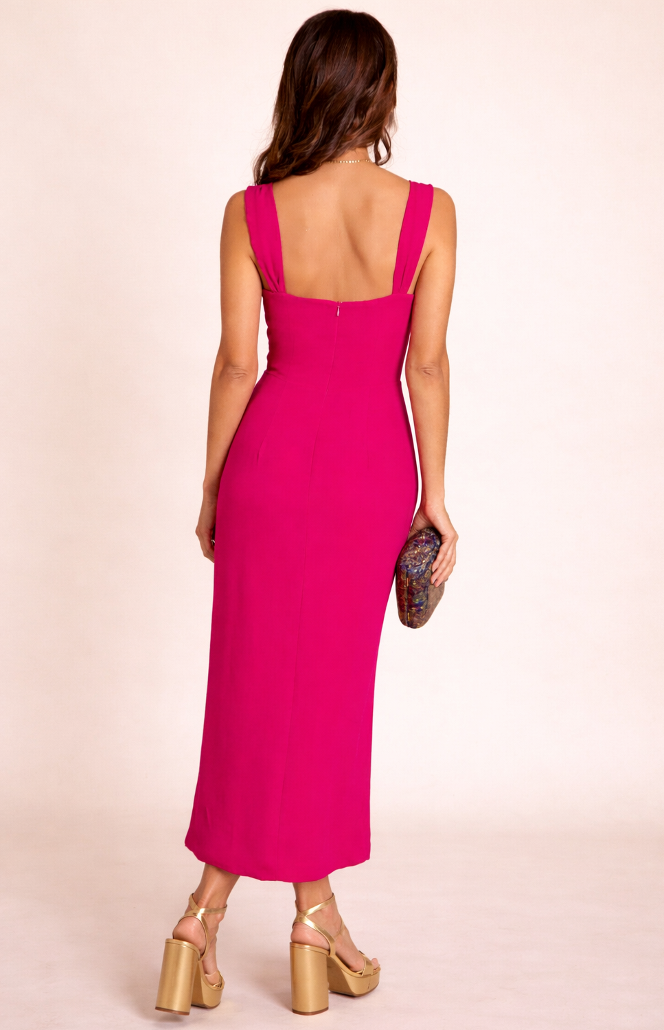 The Are - Robe midi rose fendue
