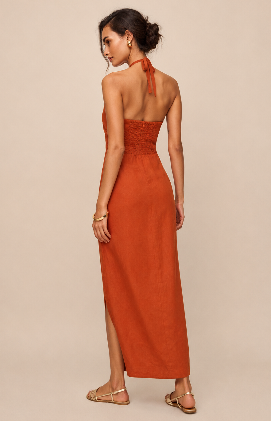 Robe terracotta dos nu