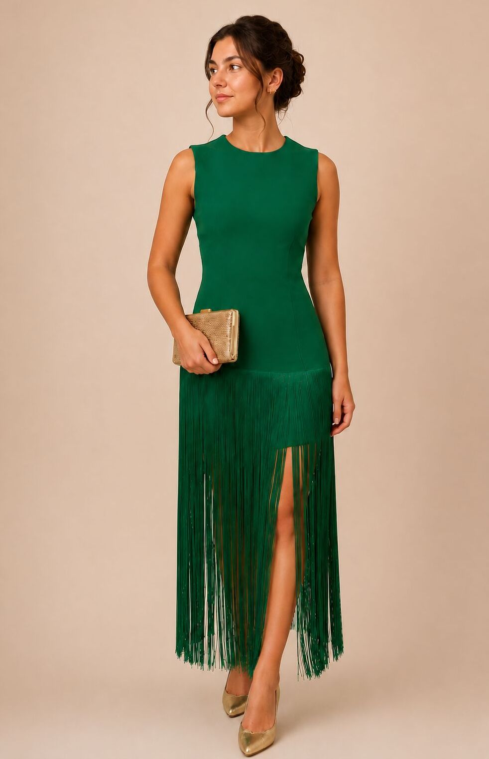 Robe franges vertes