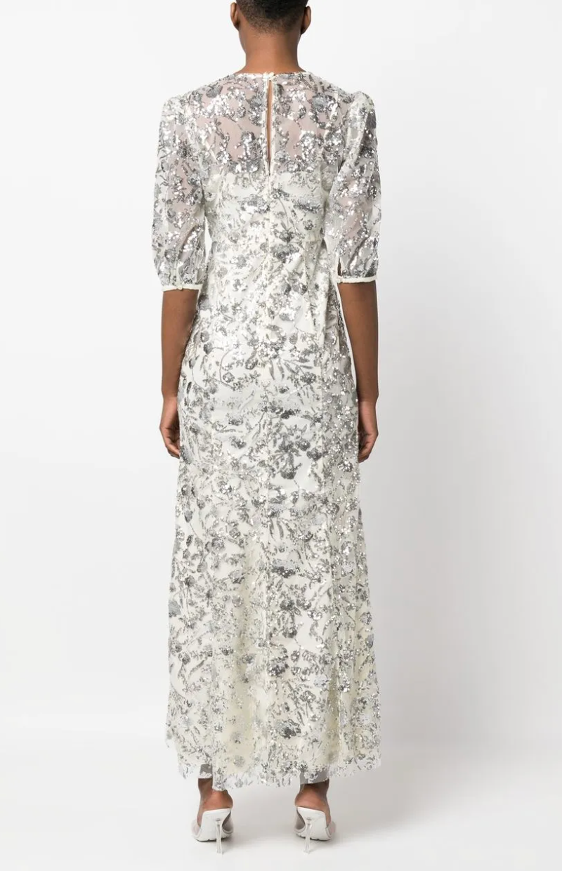 Robe sequins argentés