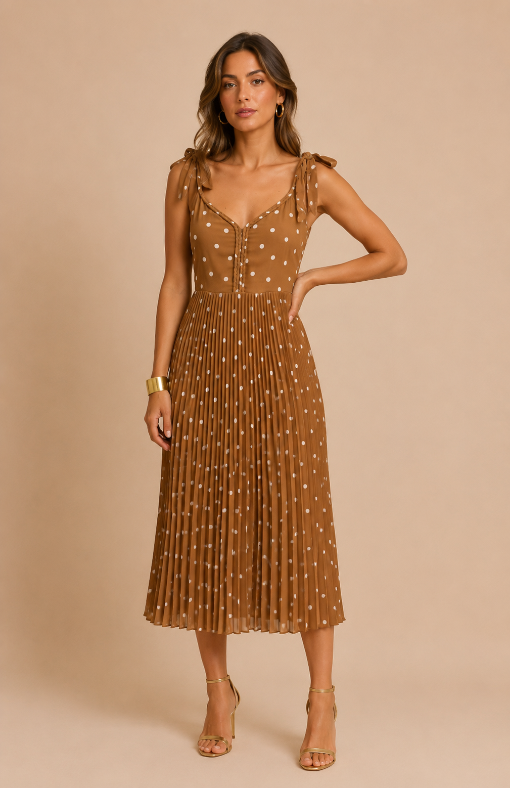 Louez cette élégante robe marron à pois blancs signée Sézane, une pièce féminine et intemporelle qui apporte une touche rétro et raffinée à votre silhouette. Son imprimé délicat et son allure chic en font une tenue idéale pour une invitée de mariage, une cérémonie, un cocktail, une réception, un gala ou toute autre occasion spéciale. Parfaite pour celles qui recherchent une robe élégante et originale, elle offre un look à la fois romantique, sophistiqué et résolument tendance.&nbsp;