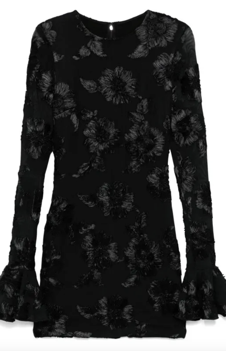 Mini robe fleurs noir mesh