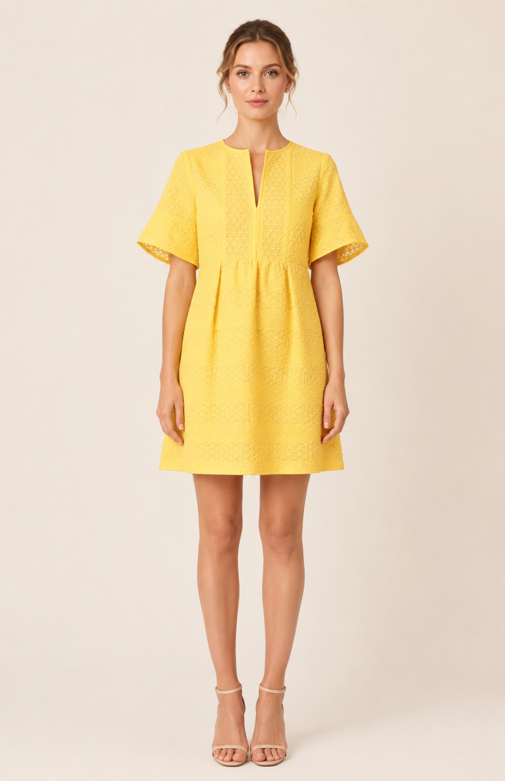 Sandro - Robe dentelle jaune