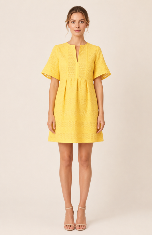 Sandro - Robe dentelle jaune