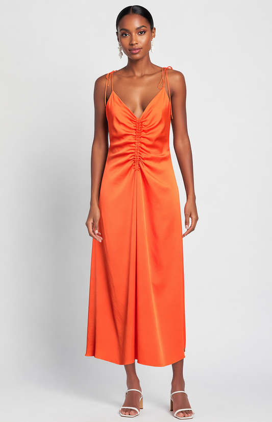 Sandro - Robe orange froncée