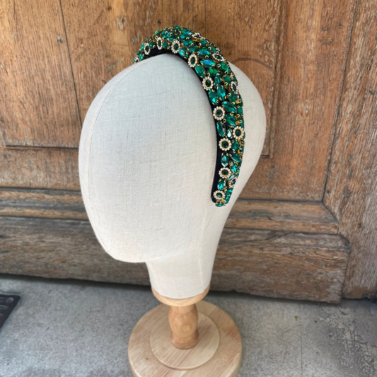 Maison Tiaré - Diadème vert strass