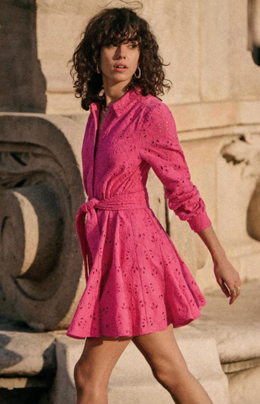 Robe Sol rose dentelle T.38