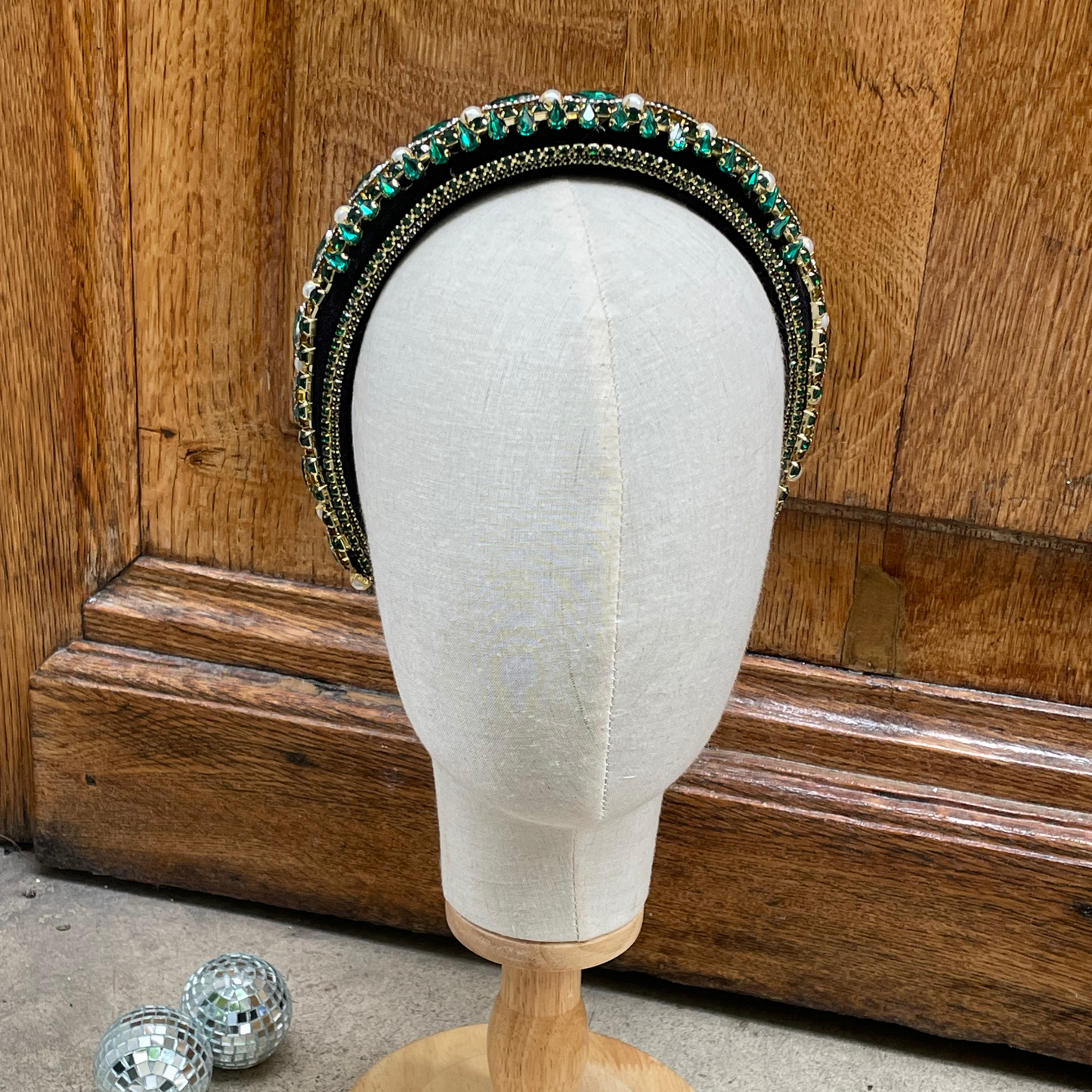 Maison Tiaré - Diadème perles et strass verts