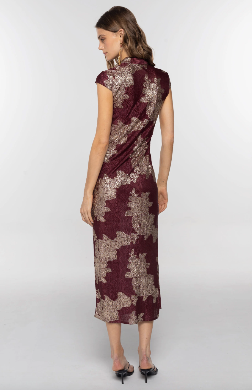 The Are - Robe burgundy jacquard longue