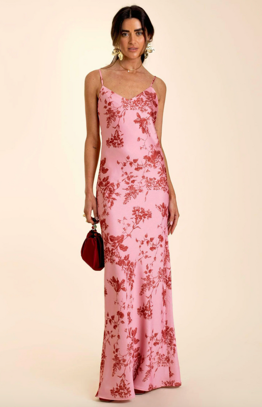The-Are - Robe longue fleurs roses