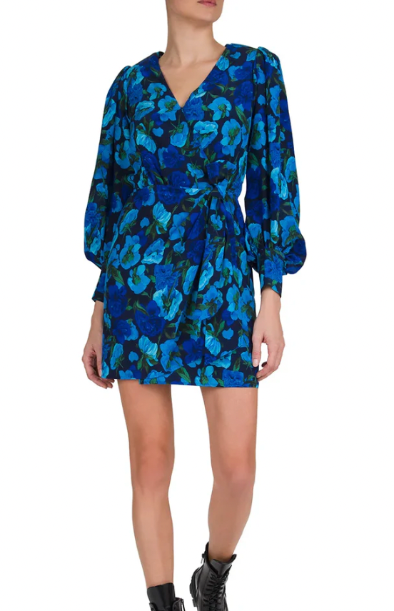 The Kooples - Robe soie Dolce Vita bleue